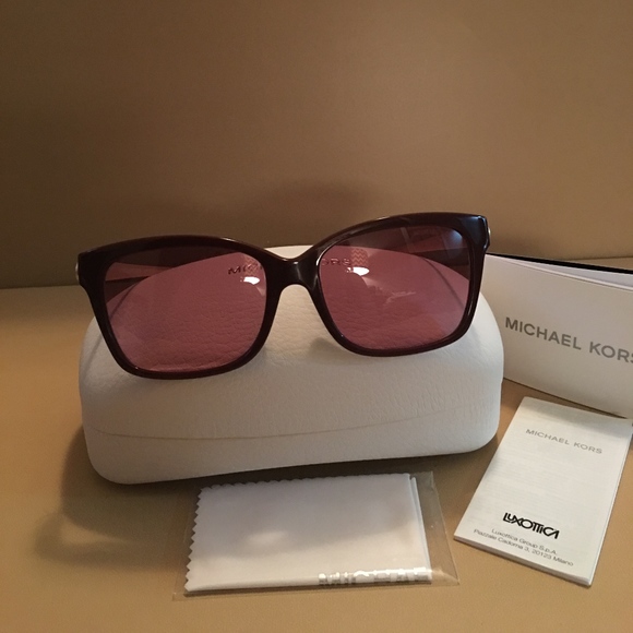 NIB MICHAEL KORS BURGUNDY & GOLD SUNGLASSES - SEXY - Picture 4 of 8